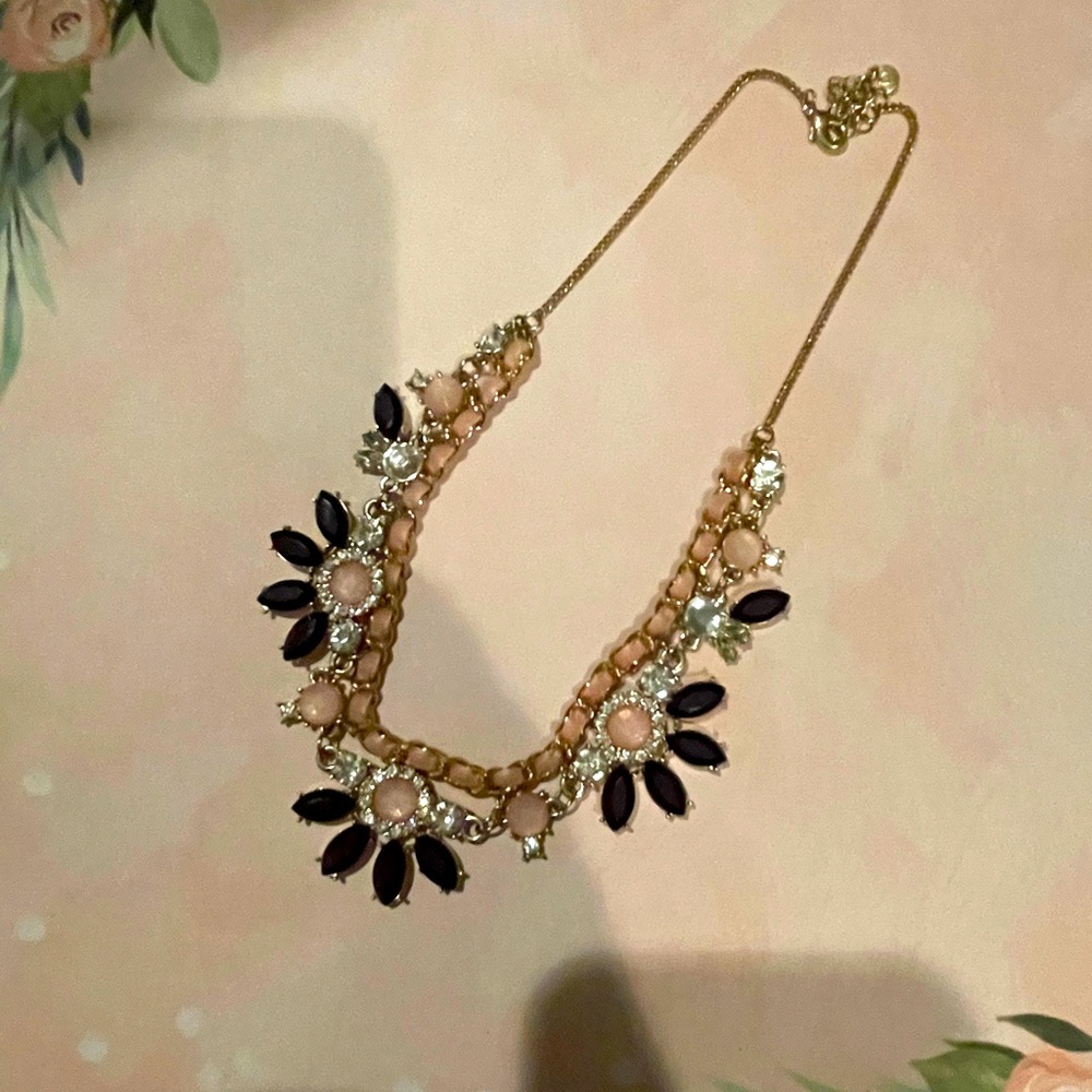 Blue and pink statement necklace